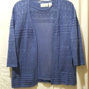 ALFRED DUNNER OPEN KNIT CARDIGAN WITH MATCHING UNDER SHELL
